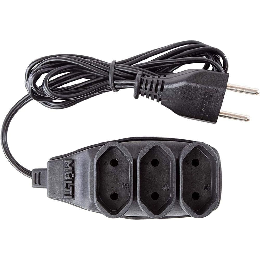 Extensão Preta 3t Bipolar Com 5 Metros 2p 10 Ampères 250vac - 01482 - Multicraft