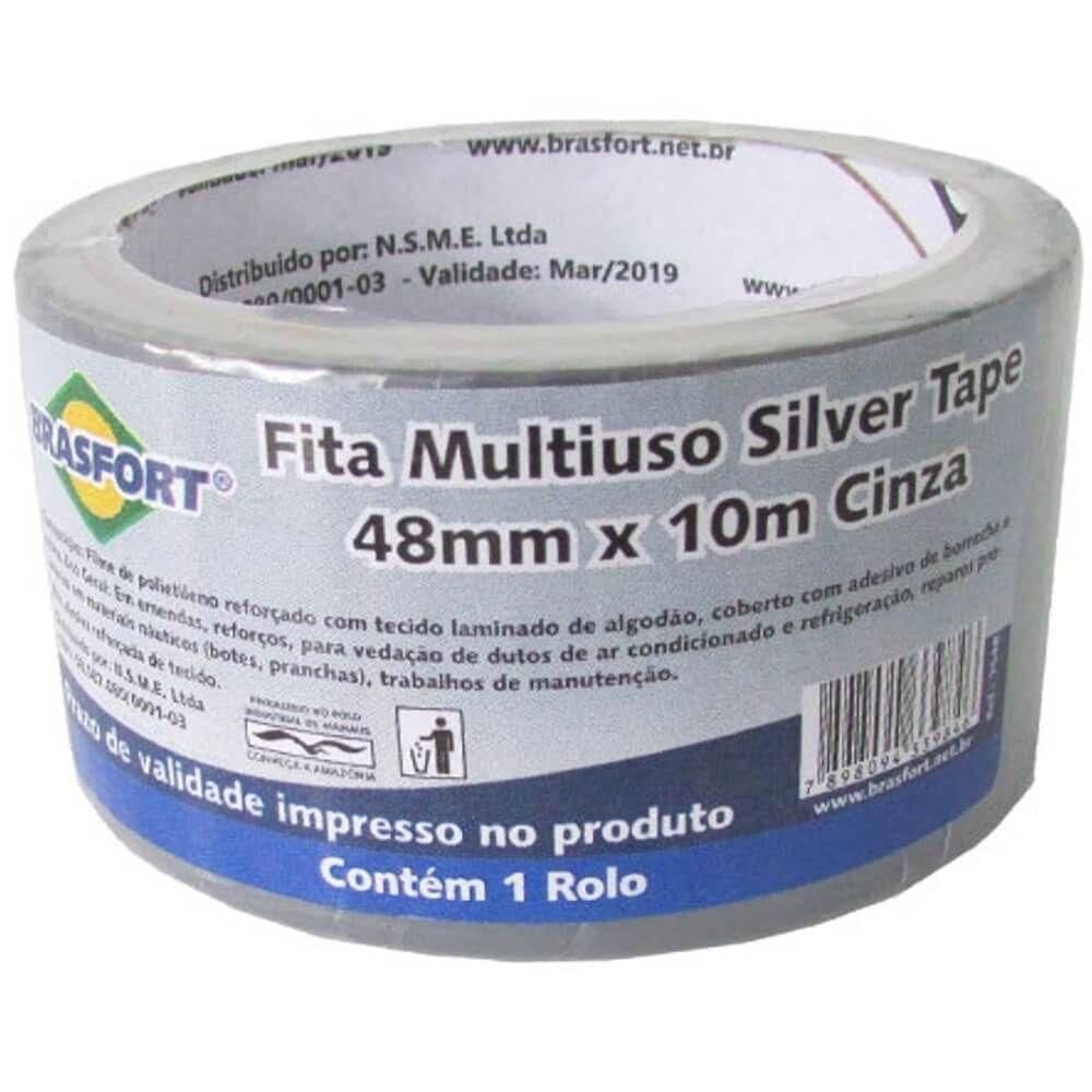 Fita Multiuso Cinza 48 Mm X 10 Metros - 7548 - Brasfort