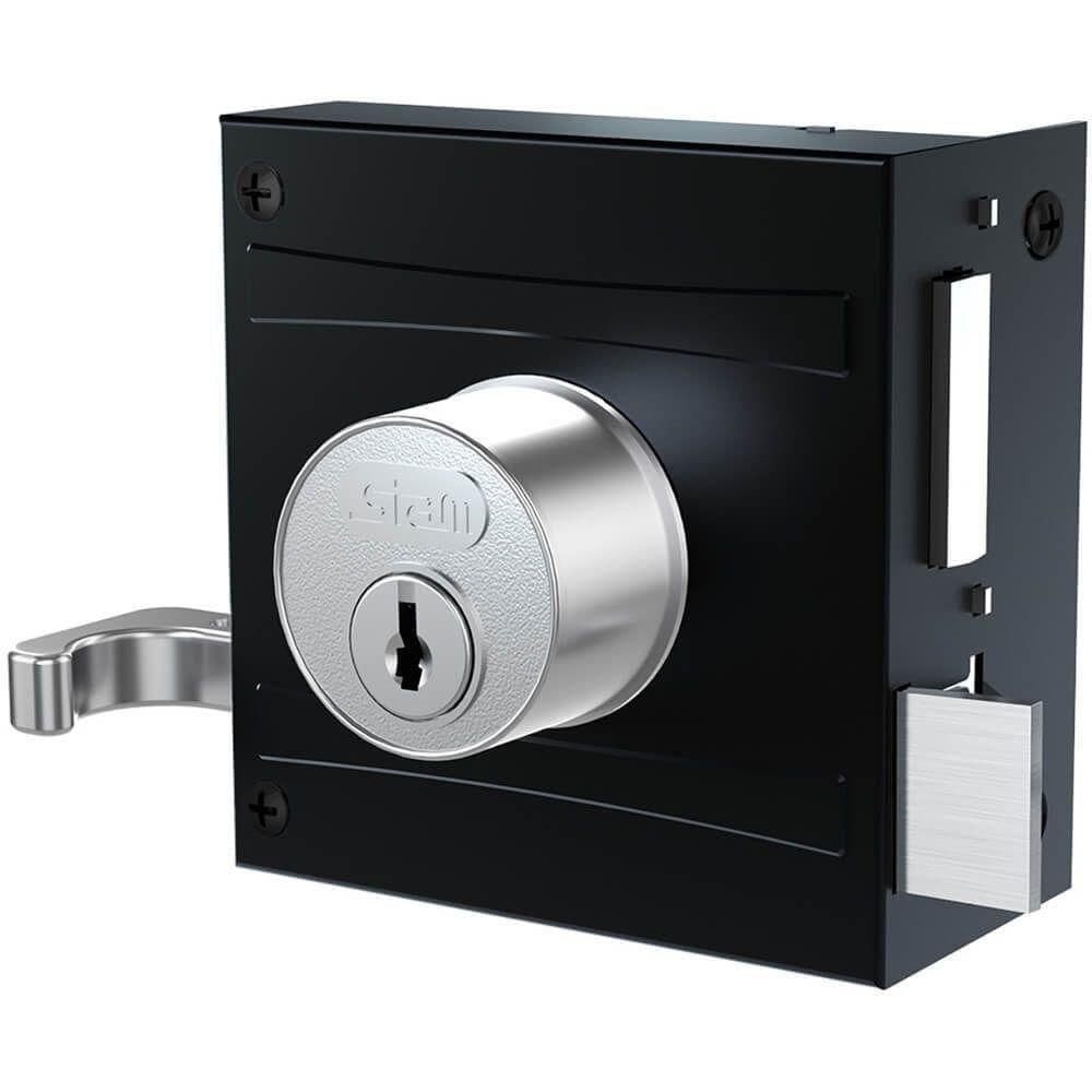 Fechadura Jena 701-80 Preta Fosca Com Espelho Em Inox - 56317 - Stam