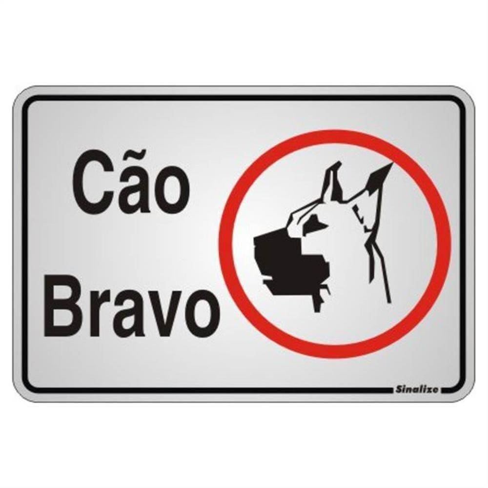 Placa De Alumínio Auto-adesiva 16x23cm Cão Bravo - 150 Ah - Sinalize Placa Auto Ades.16x23cm(cao Bravo Ilus.) 150ah
