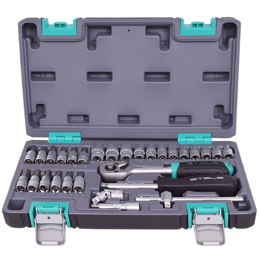 Kit de Ferramentas 1/4”” CrV Caixa Plástica 29 Peças - 1410055 - STELS