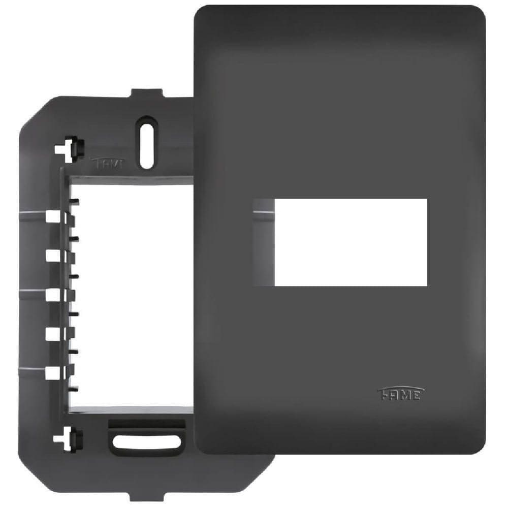Placa 4x2 Com Suporte E 1 Módulo Horizontal Habitat Black - 4071 - Fame