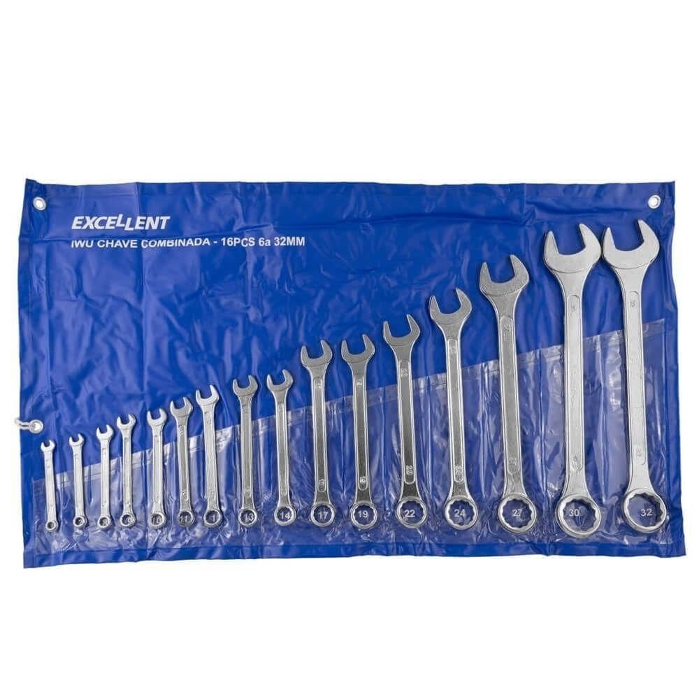Jogo De Chaves Combinadas 6-32mm 16 Peças - 1wu - Excellent Jogo De Chaves Combinadas 6-32mm 16 Peças - 1wu - Eda