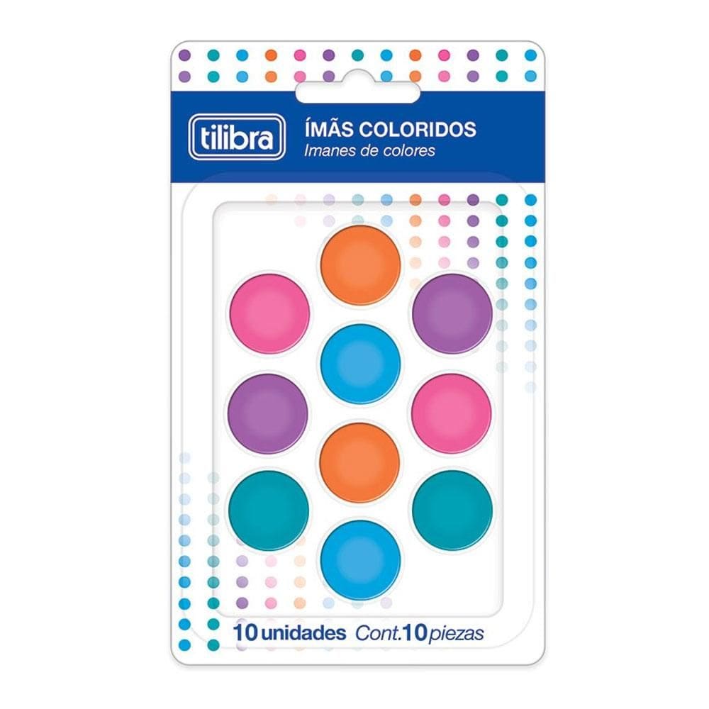 Imã redondo colorido com 10 unidades 20mm 353868 - Tilibra