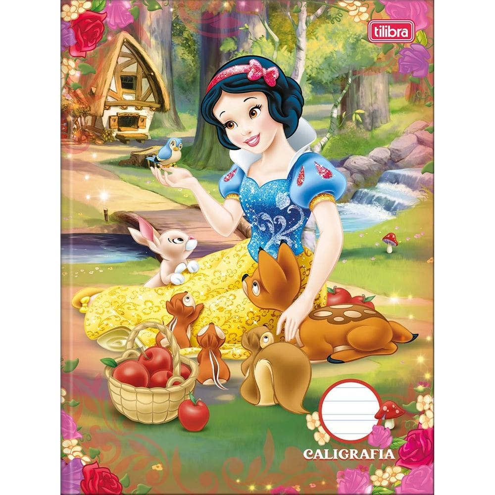 Caderno Quadriculado Brochura Grande Princesas 40 Folhas Capa Dura - Tilibra | Costurado | Desenho Animado