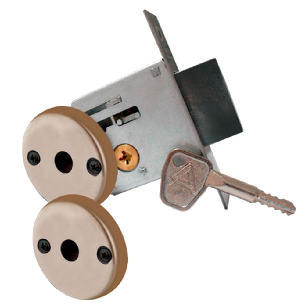 Trava de Segurança Dupla Redonda Bronze Latonado em Blister F2000 - 041441 - ALIANÇA