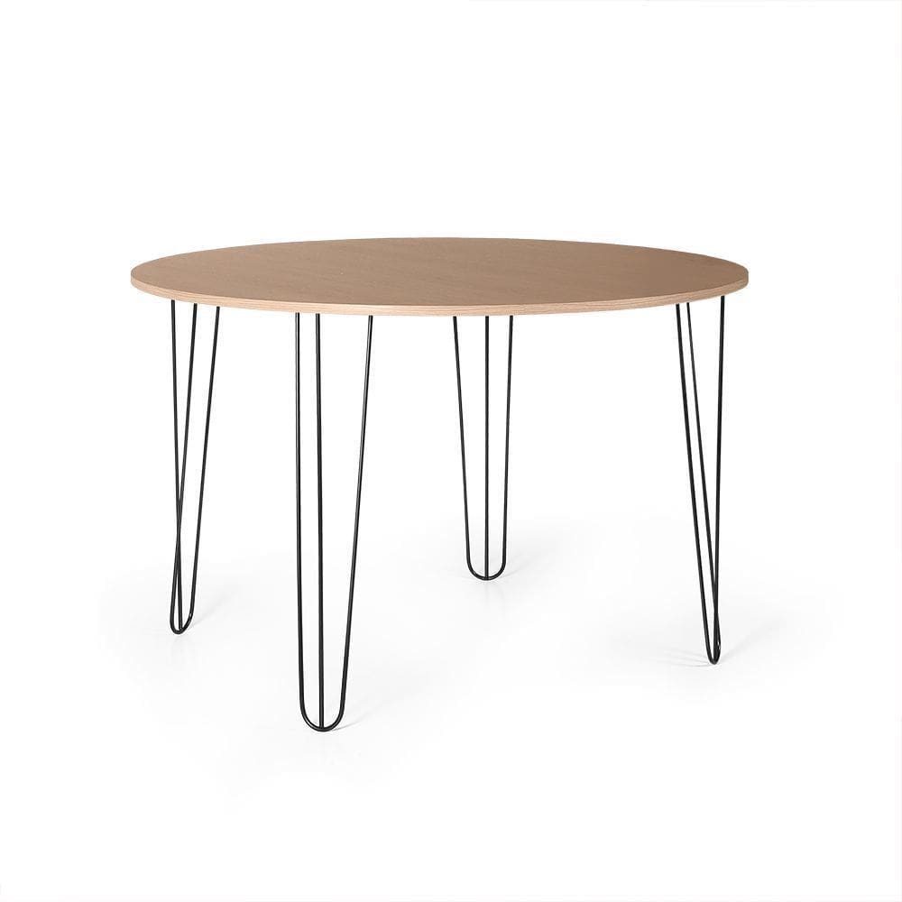 Mesa de Jantar Redonda 4 Lugares 90cm Base de Ferro Hairpin - Straub Web