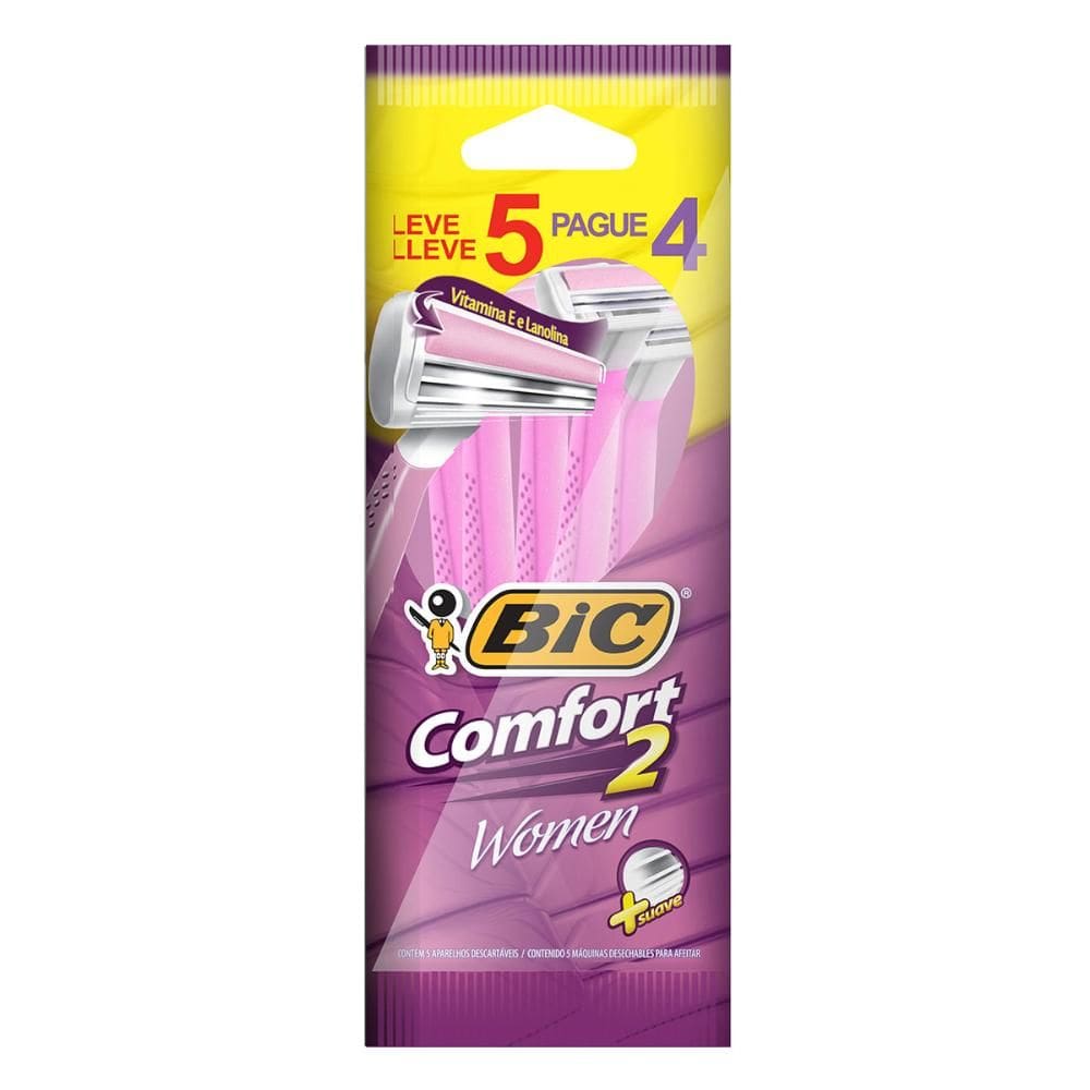 Barbeador descartável Confort2 Women Rosa 5uni Bic