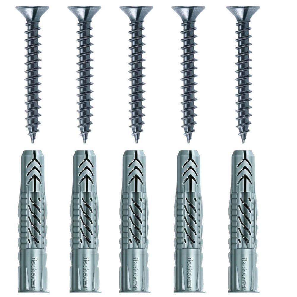 Cartela Com Buchas Ux8 Com Aba E Parafusos Cabeça Chata Com 5 Peças - 602509 - Fischer