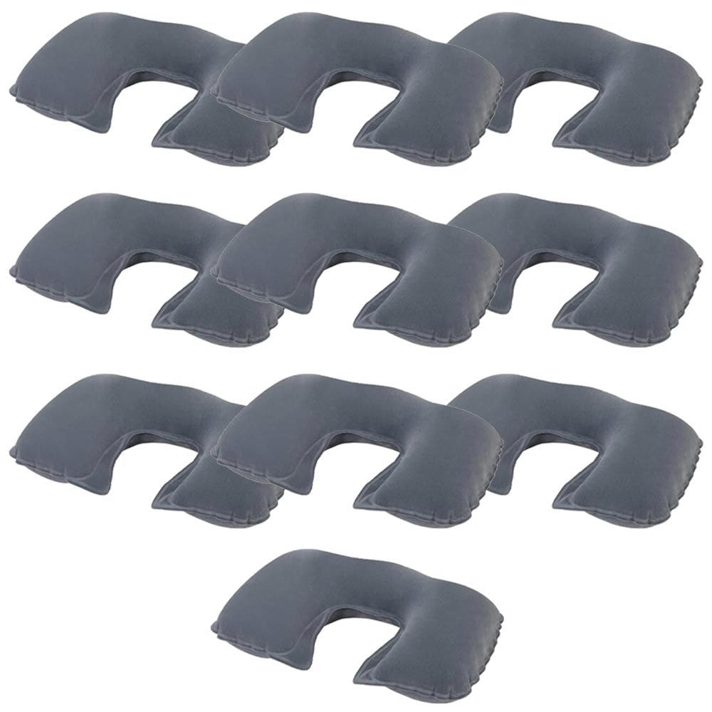 Kit 10 Travesseiros Inflável de Viagem Confortável Vinil Aveludado Avenli