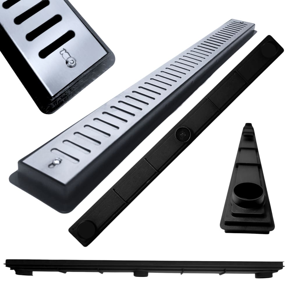 Ralo Linear para Apartamento Inox 304 Abre Fecha 70cm x 5cm Cocho Raso Preto