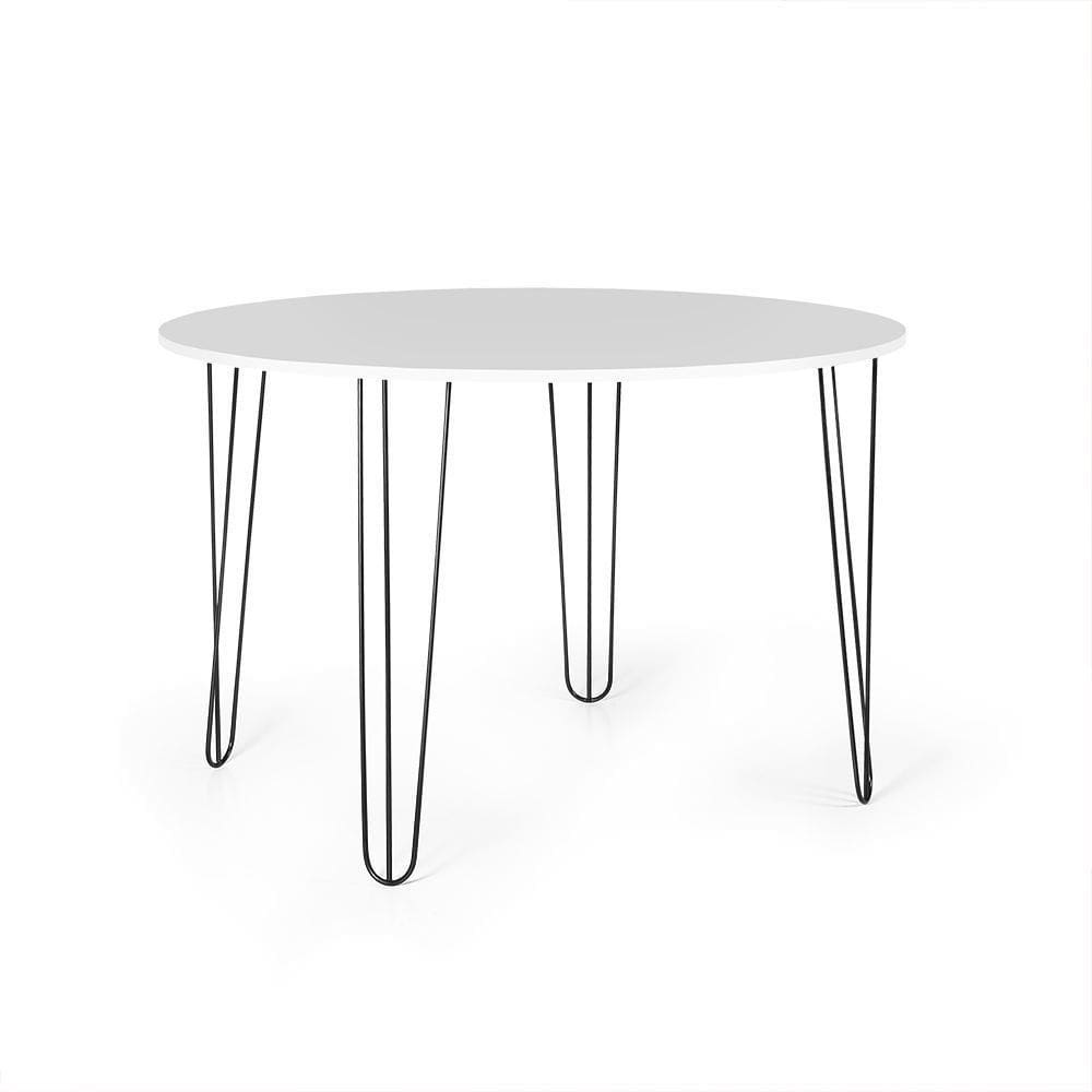 Mesa de Jantar Redonda 6 Lugares 120cm Base de Ferro Hairpin - Straub Web