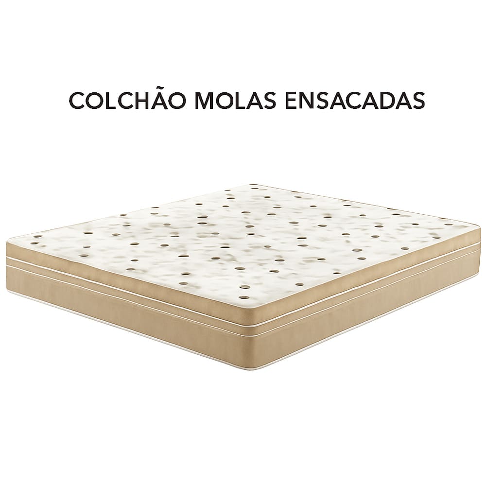 Colchão Molas Ensacadas 198x203x24 - Lateral Bege PREMIUM