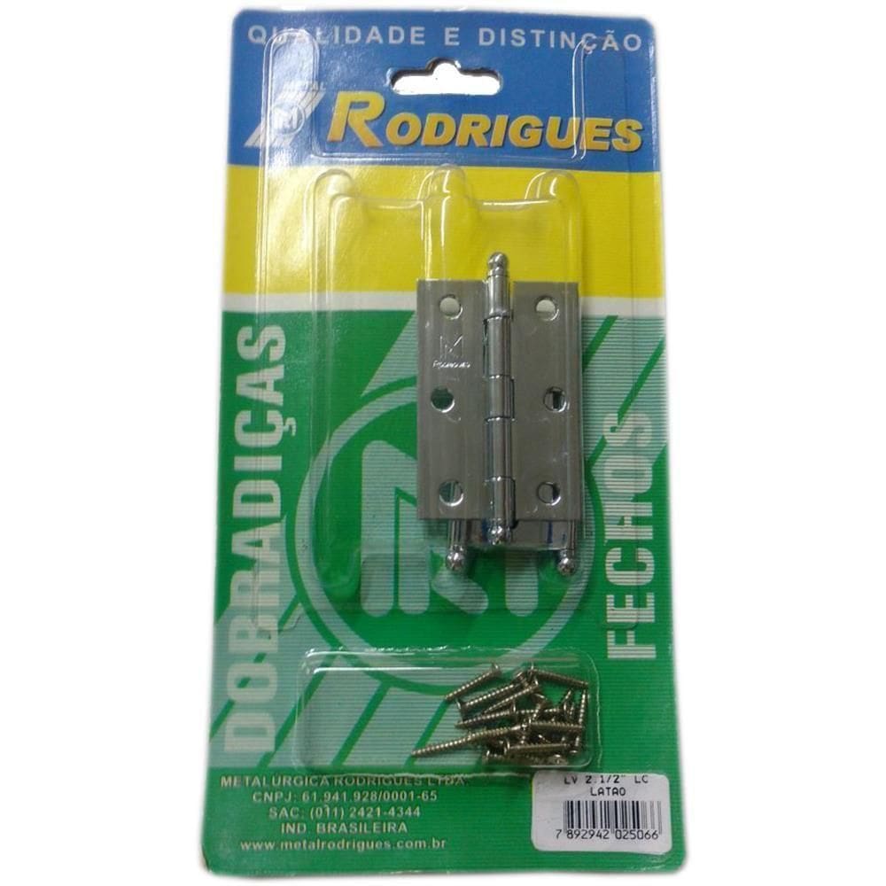 Dobradiça Latão Cromado 2.1-2”” - 5300 - Rodrigues Dobradica Latao Cromado 2.1-2 Rodrigues 5300