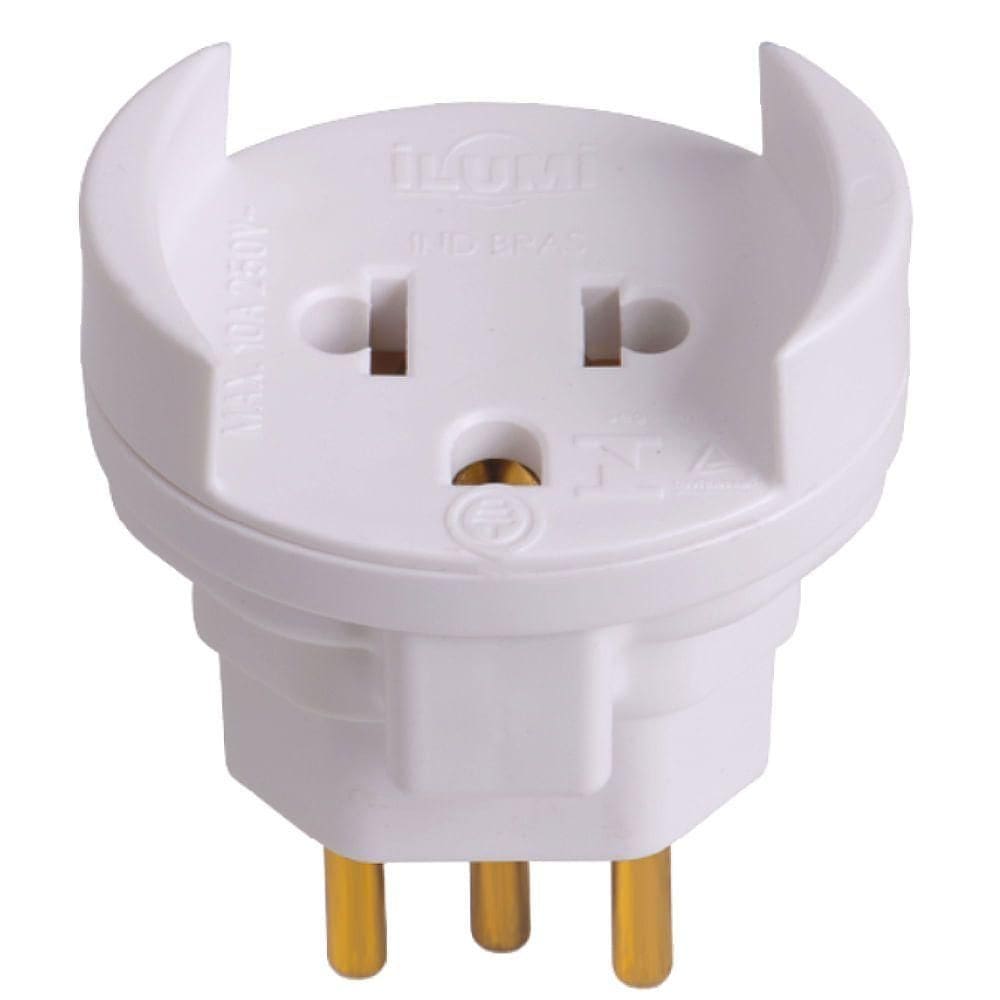 Pino Adaptador 2p + T Bipolar 10a 250volts Cinza - 1209 - Ilumi