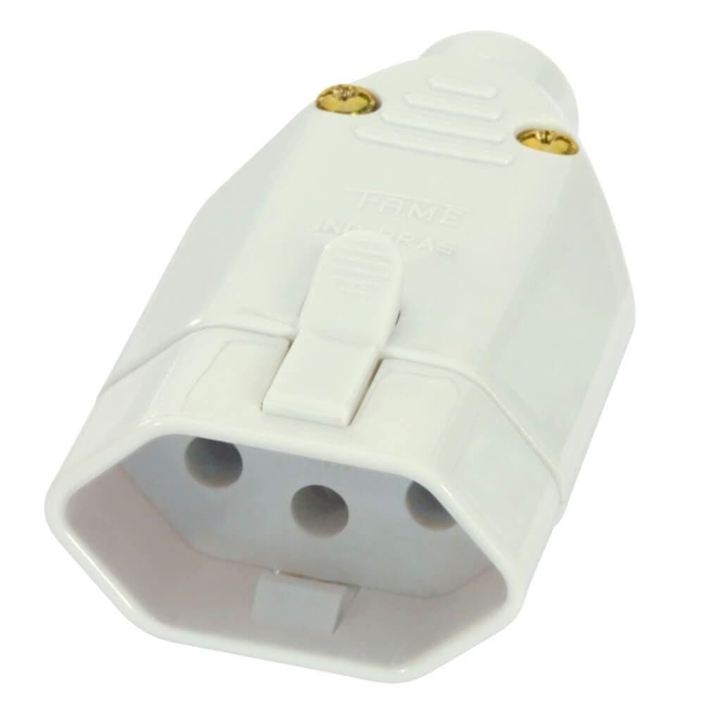 Tomada 2p+t Junção Fêmea 20a 250 Volts Cinza Sobrepor - 1728 - Fame Plugue Femea 2p+t 20a Cinza Ref.1728 Fam Fame