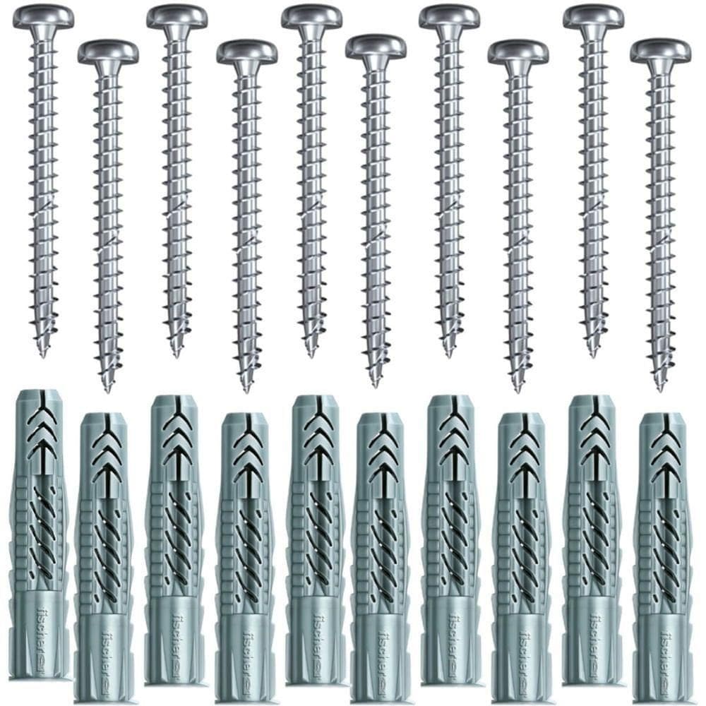 Cartela Com Buchas Ux6 Com Aba E Parafusos Cabeça Panela Com 10 Peças - 602508 - Fischer