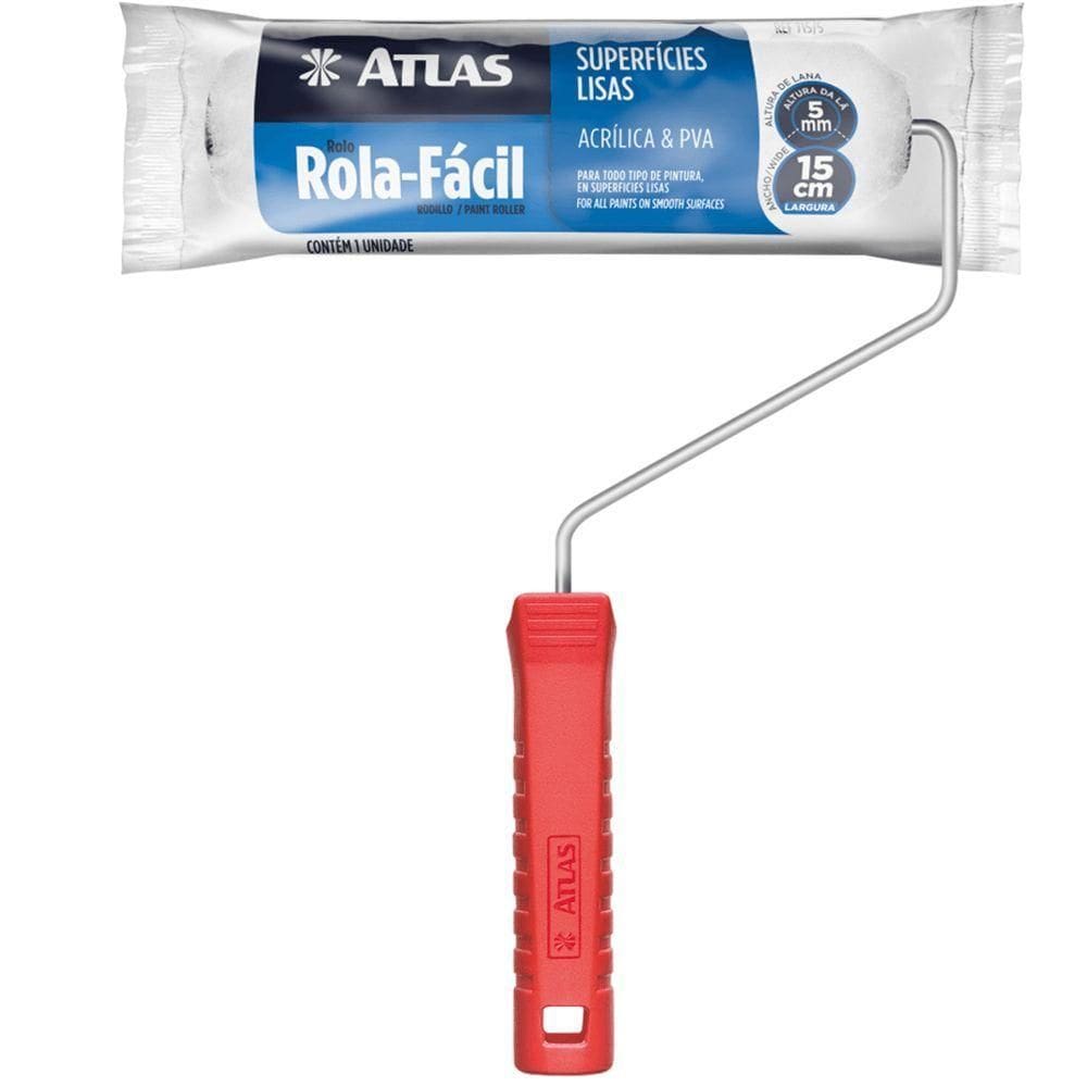 Rolo Rola Facil 15cm Alta Manta 5mm - 715-5 - Pinceis Atlas Rolo Rola Facil 15cm Alt.manta 5mm Atlas .715-5