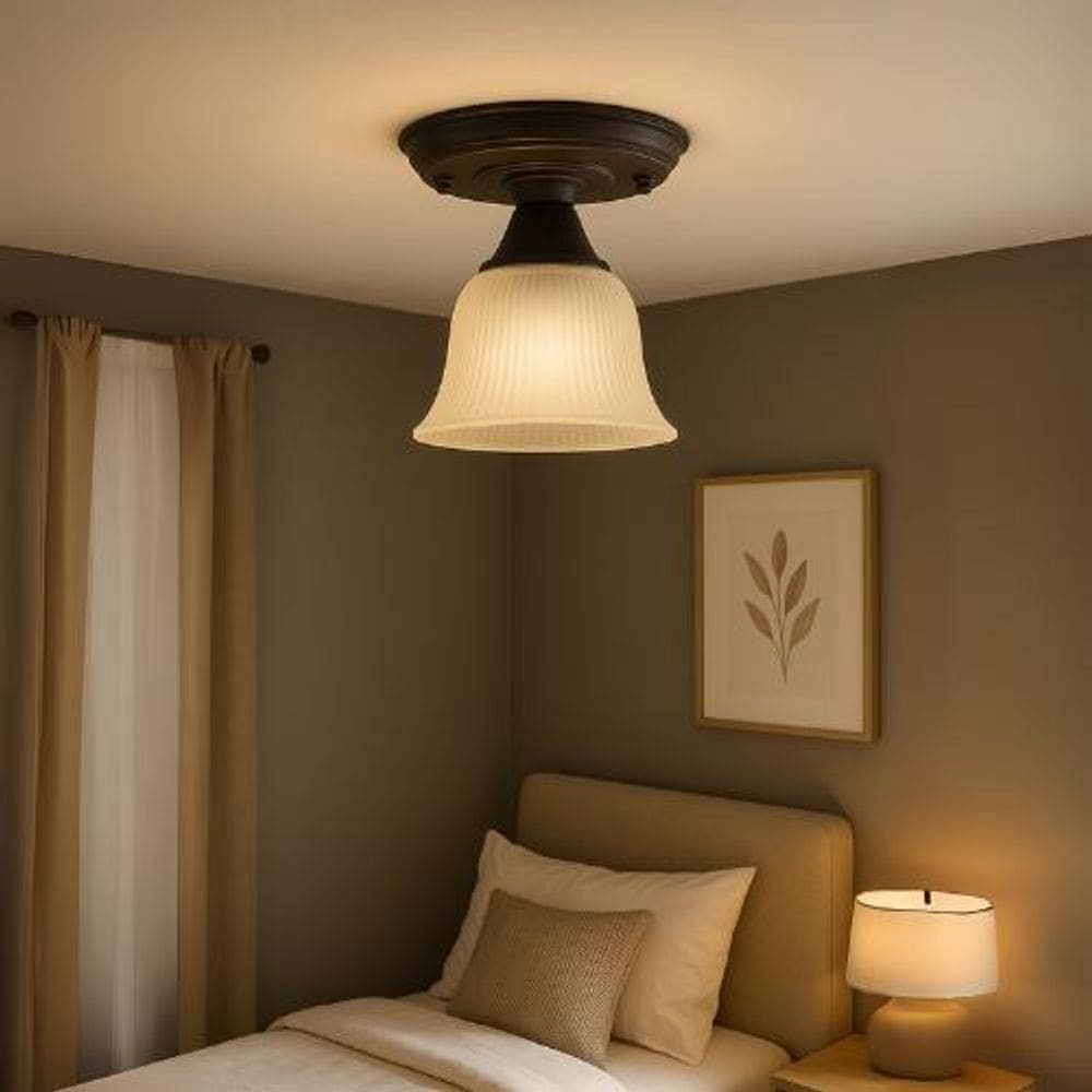 K3 Plafon Sino Preto Com Cúpula Prismática Sala Quarto Bath