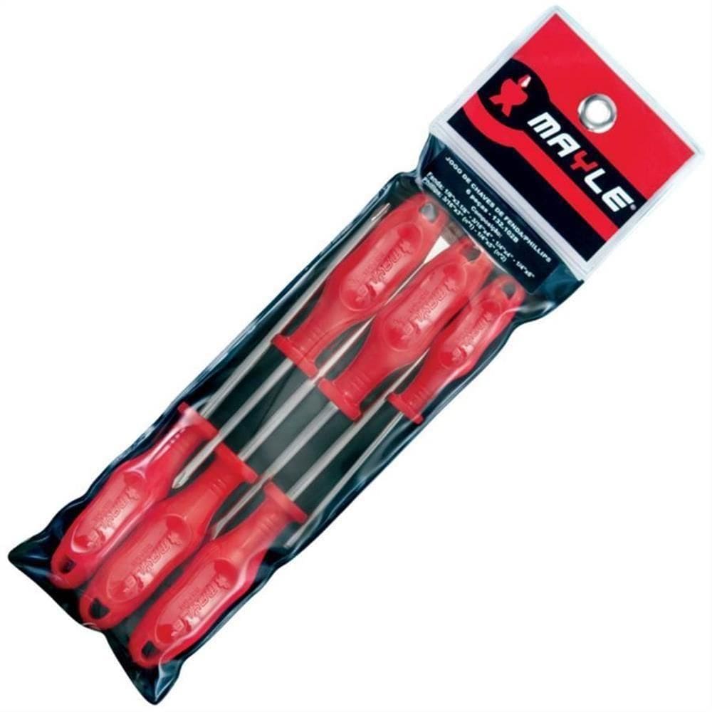 Jogo De Chaves De Fenda E Phillips 6 Peças Crv - 132102m - Mayle Jg.chave Fenda-phil.mayle 6pcs Crv Mayle