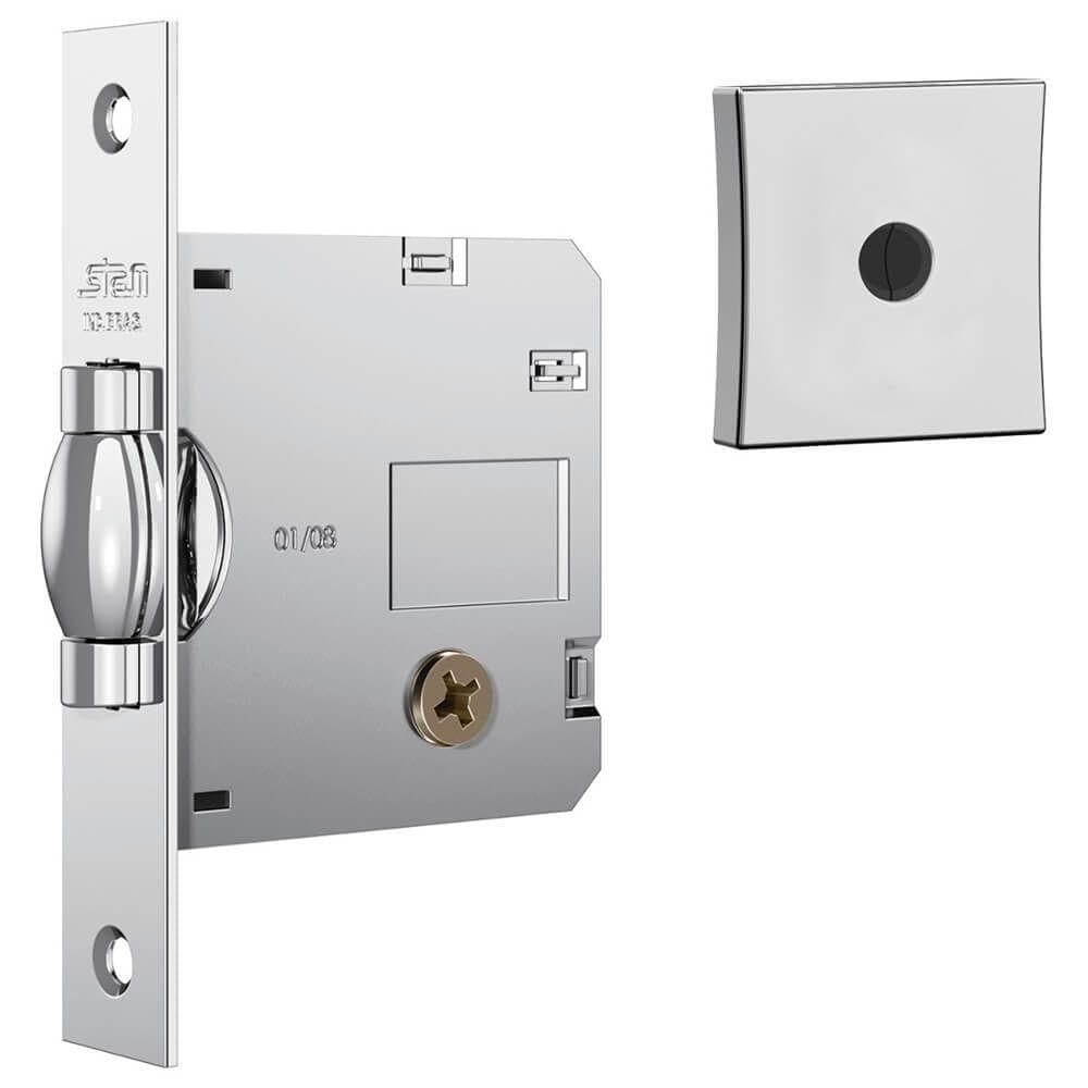 Fechadura 1005 Tetra Com Trinco Rolete E Roseta Quadrada Cromado - 14256 - Stam