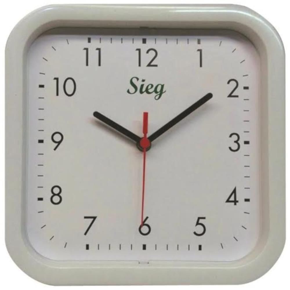 Relógio Quadrado Branco 25cm - 2302-00 - Sieg Relogio Quadrado 25cm Branco Fundo Liso