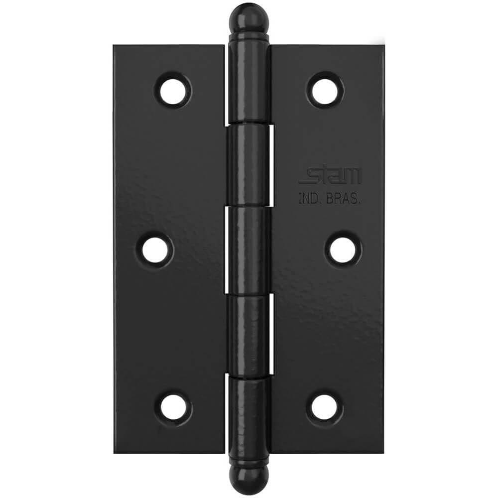 Dobradiça Pino E Bola 3.1-2” X 2.5-16” X 1,7mm Preto Sem Anel E Com Canto Reto - 42073 - Stam