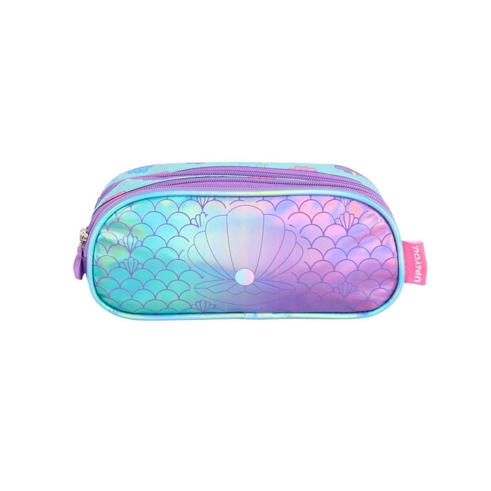 Estojo Triplo Escolar Holográfico Concha Lilás