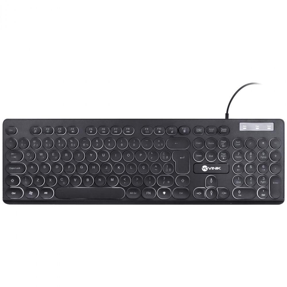 Teclado Chocolate Slim Multimidia Teclas Redondas Led Branco Metros Usb - Tc200