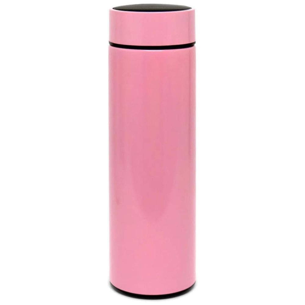 Garrafa Térmica Squeeze Medidor Temperatura 500Ml Inox Rosa