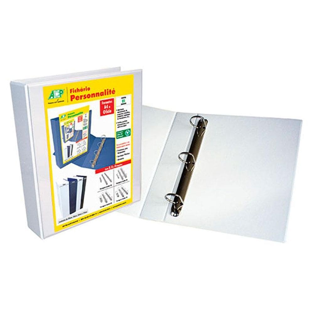 Fichário revestido cristal oficio branco 75mm ACP