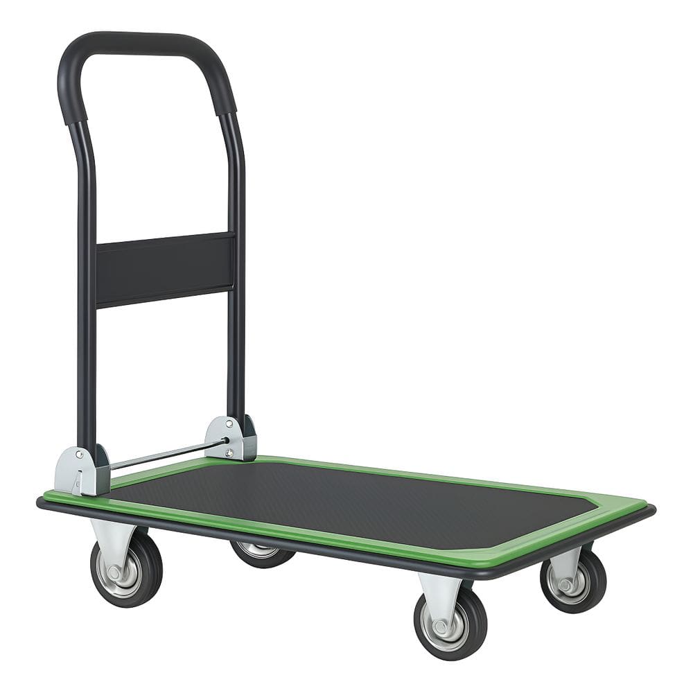 Carrinho De Carga Dobravel Aco Com Rodas 150 Kg Verde Preto Preto E Verde