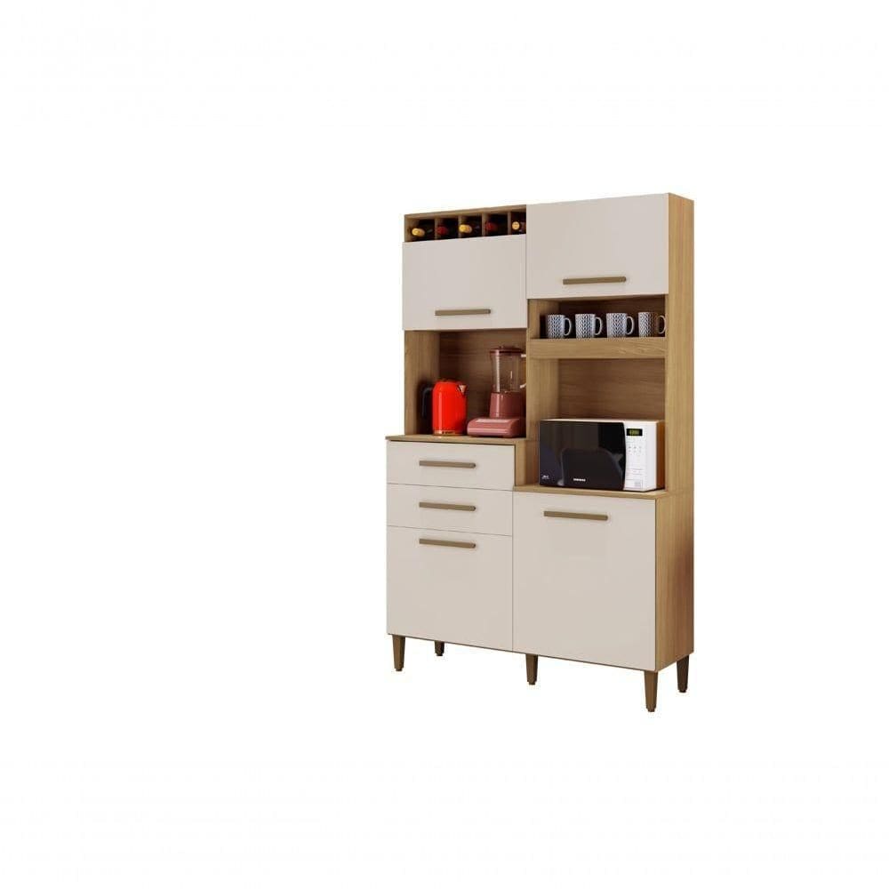 Kit França 4 Portas 2 Gavetas 4 Prateleiras 5 Garrafeiros Arte Moveis Cinamomo-off White