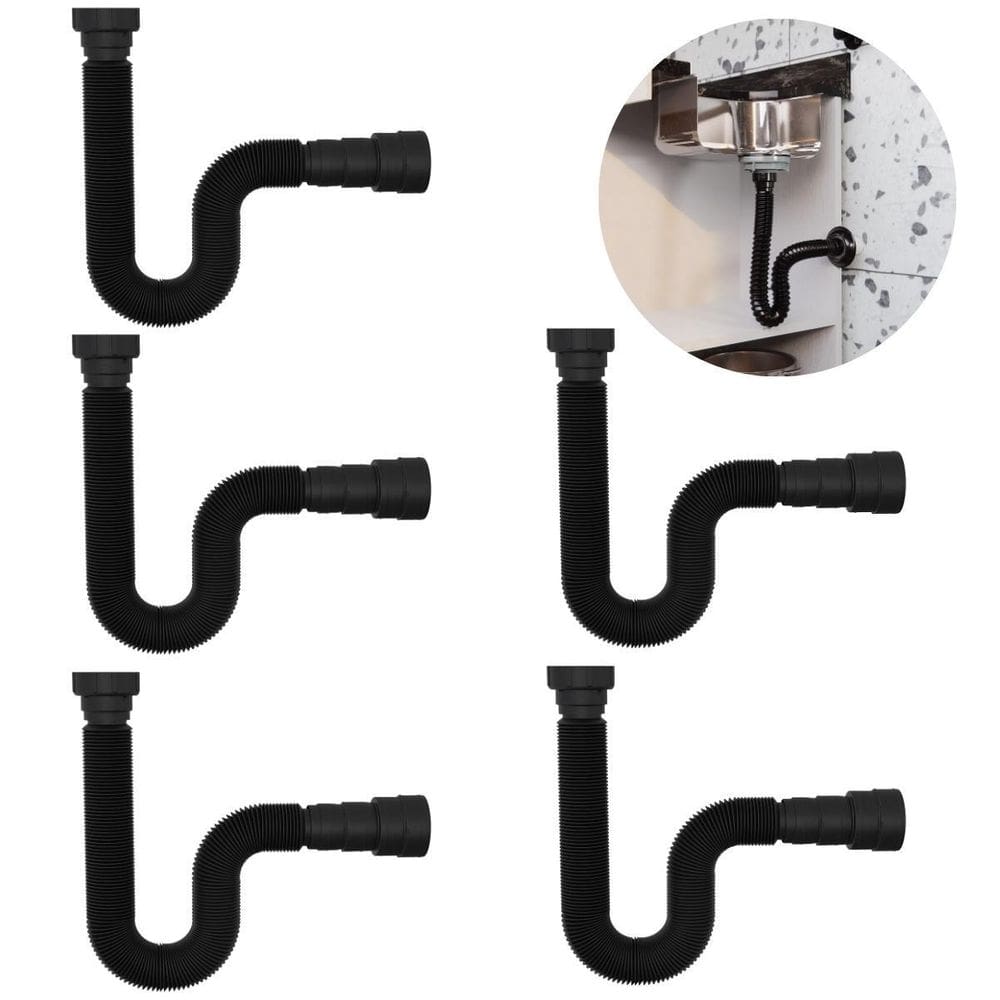 Sifão Sanfonado Universal 73Cm Preto Kit 5 Un