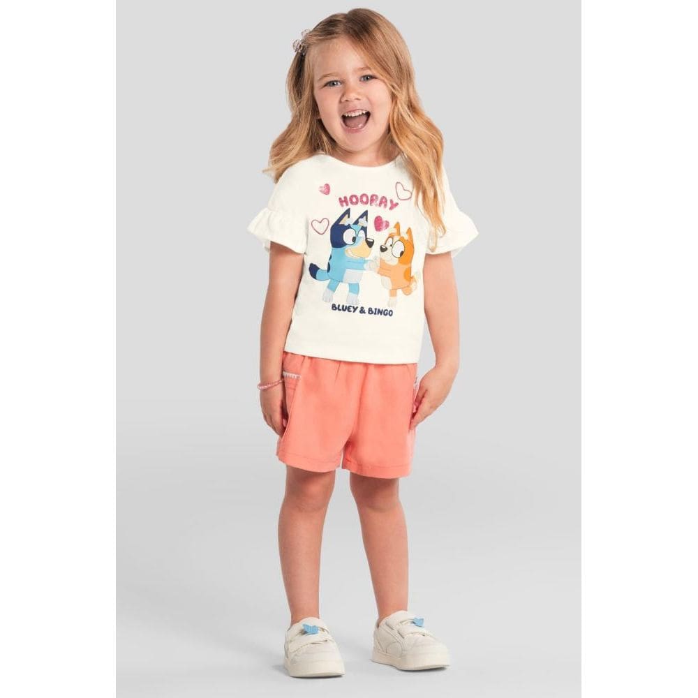 Blusa infantil menina da Bluey com glitter Brandili