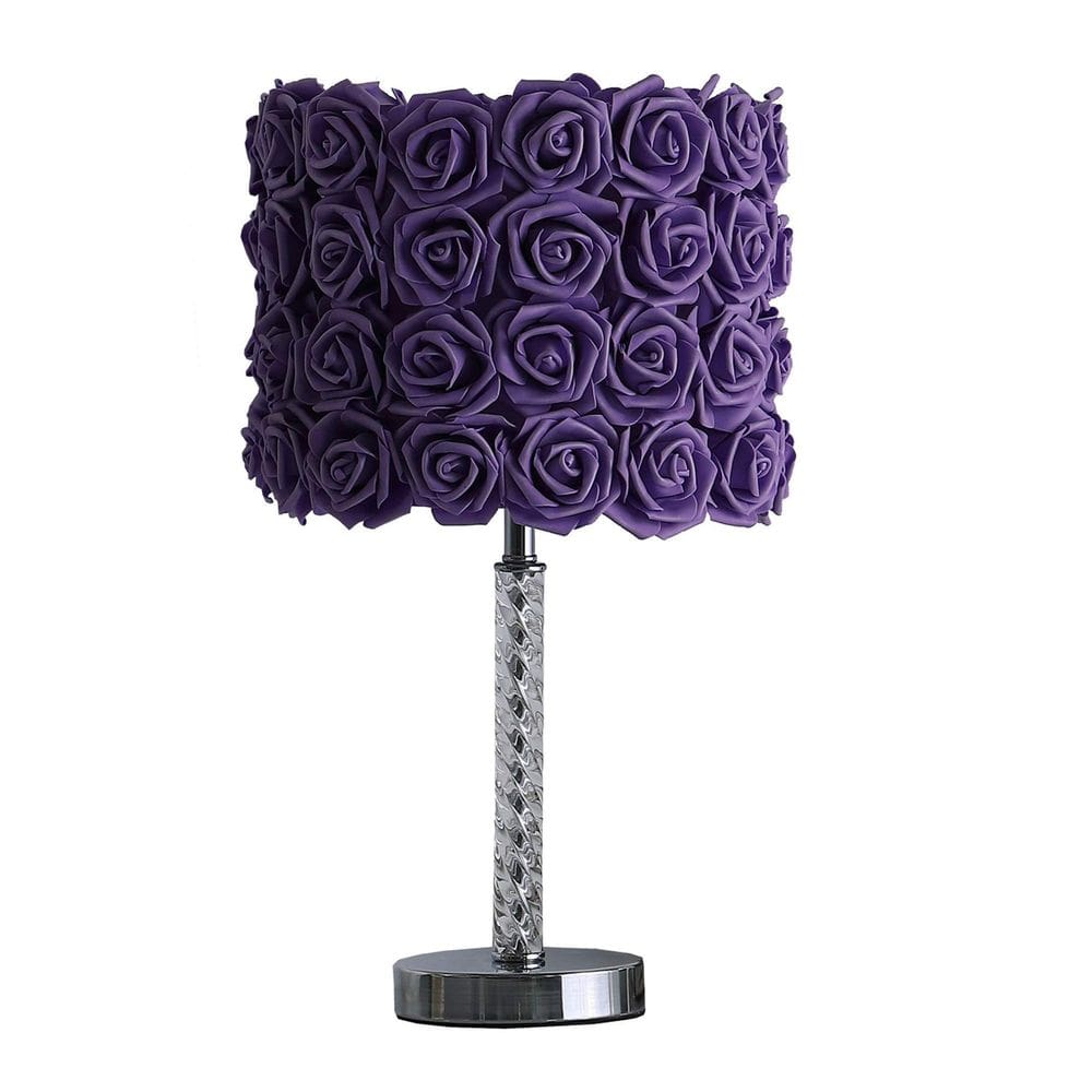 Lâmpada Benzara BM231815 Candeeiro de mesa com sombra de rosa roxa