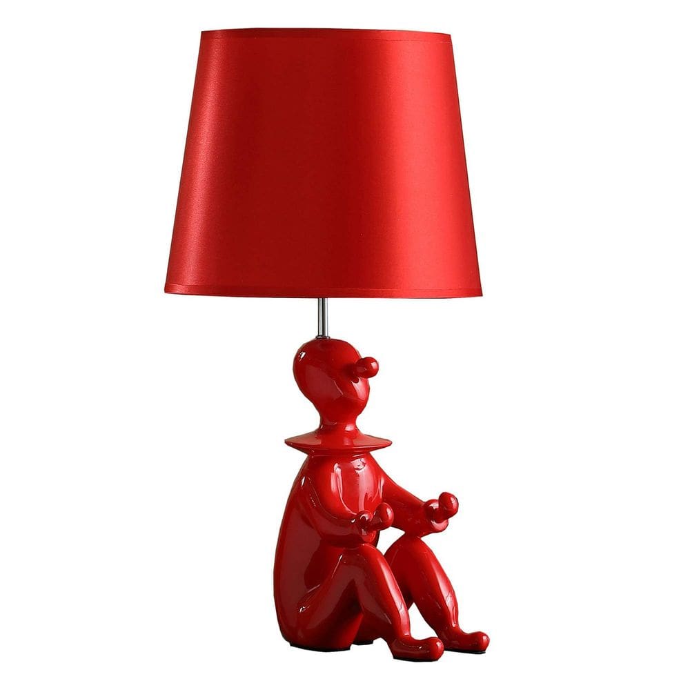 Lâmpada Benzara BM231809 Candeeiro de mesa com base de palhaço vermelho