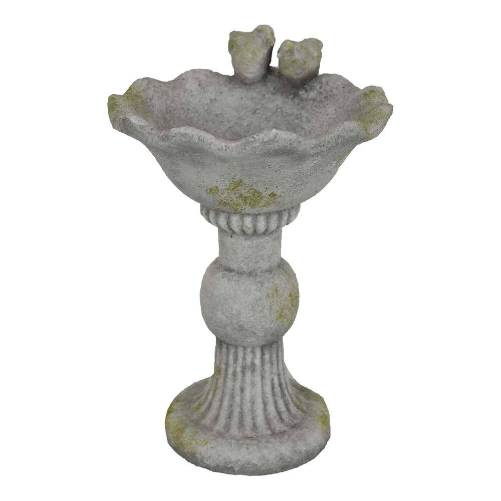Comedouro de banho para pássaros Benzara Ivina 41 cm cinza verde decorativo