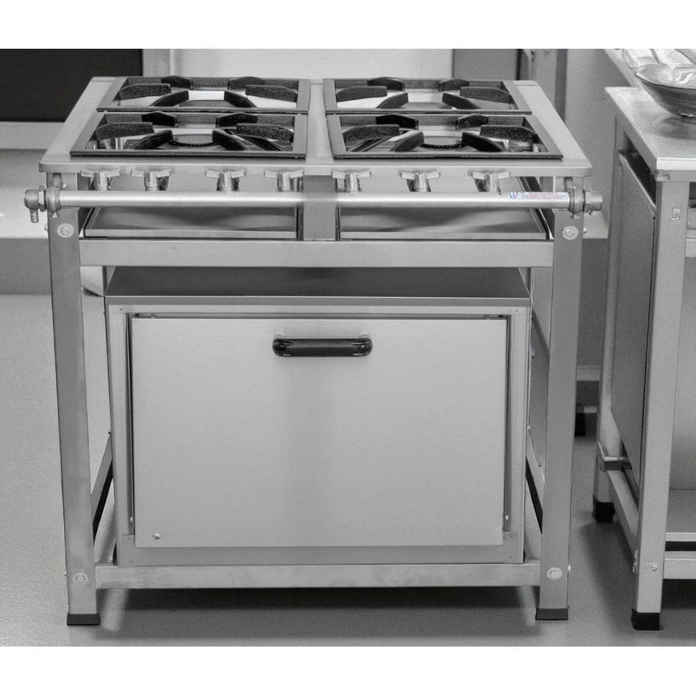 Fogão Industrial 4 Bocas P7 em Aço Inox com Forno Leona