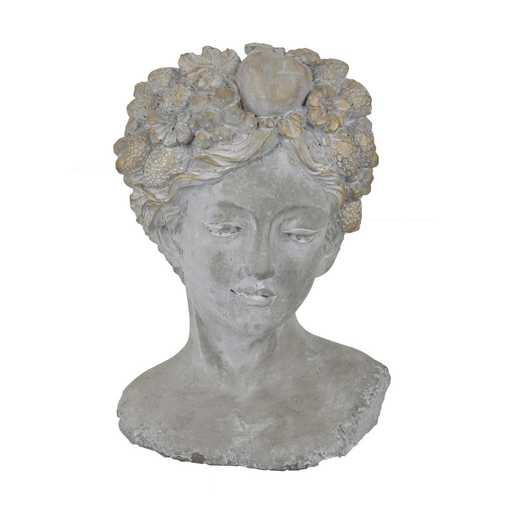 Escultura Benzara Farah Bust Planter, terracota cinza, 33 cm