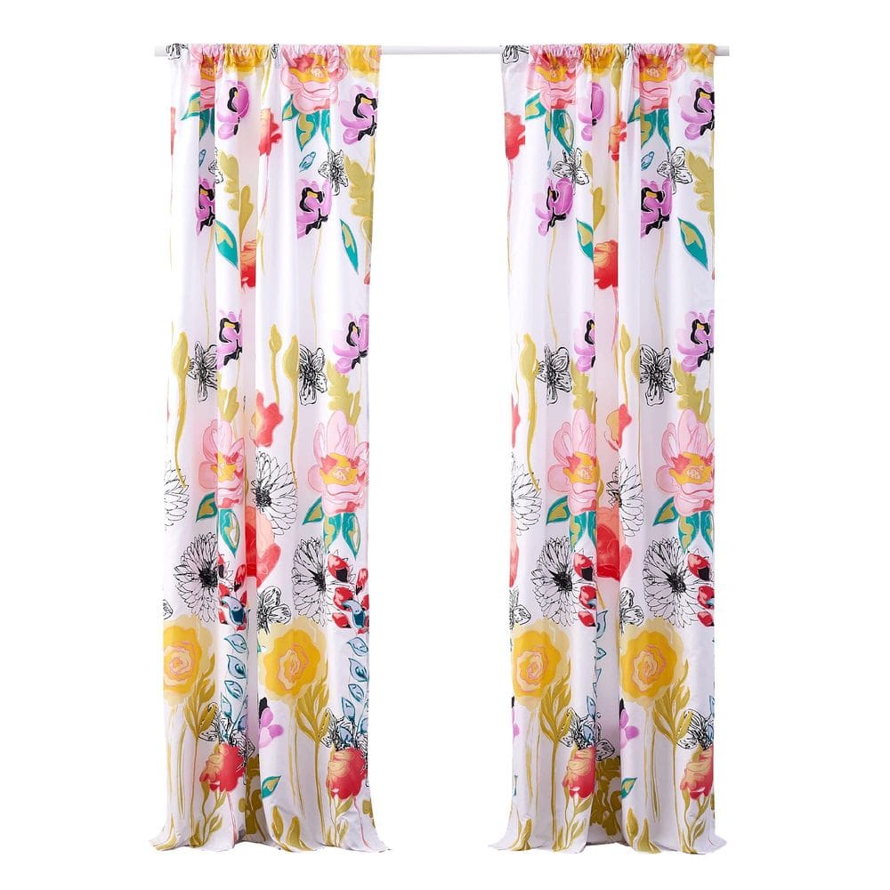 Cortinas Benzara Minsk 213 cm com padrão floral e cores brilhantes