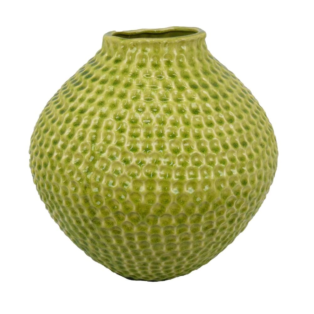 Vaso Benzara Evans 36cm em cerâmica verde texturizada