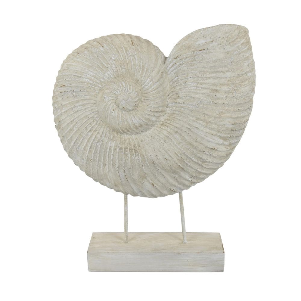 Escultura Benzara Seashell em resina fóssil falsa 53 cm