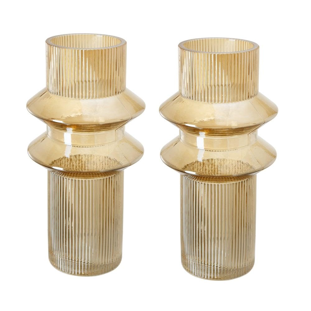 Vaso Benzara Rae, conjunto de 2 vidros transparentes amarelos altos