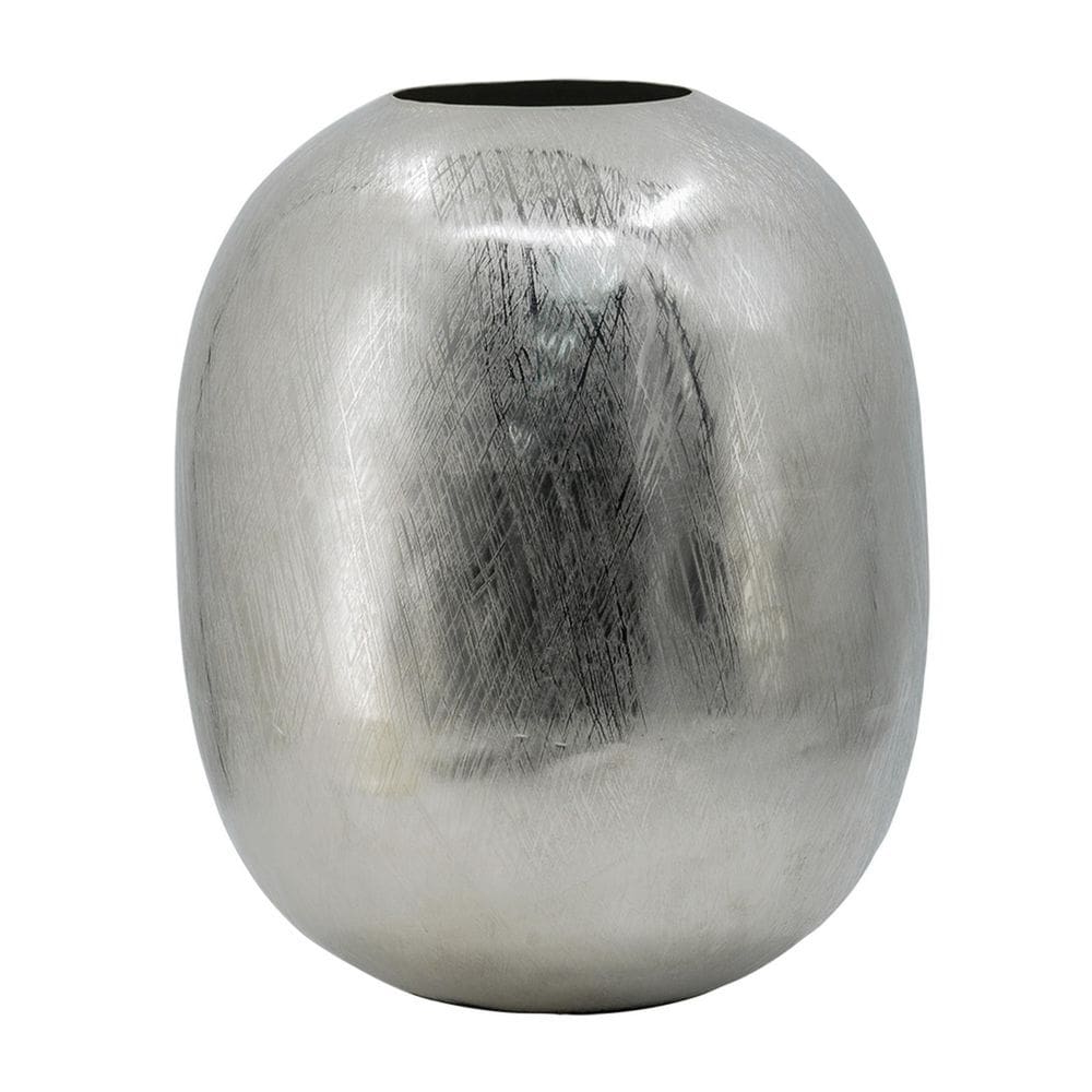 Vaso Benzara Chan 33 cm, redondo, curvo, metálico, prata