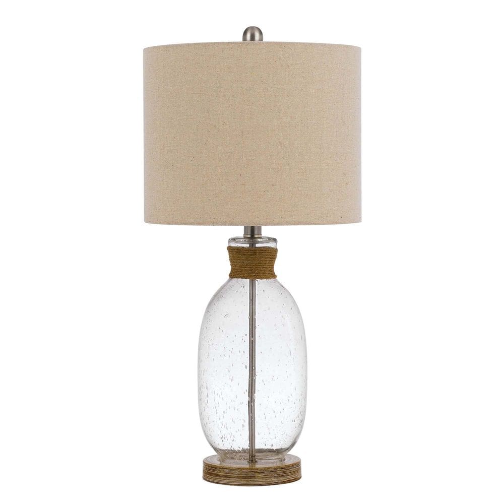 Candeeiro de mesa Benzara Bubble Glass Body Rope Accent Beige
