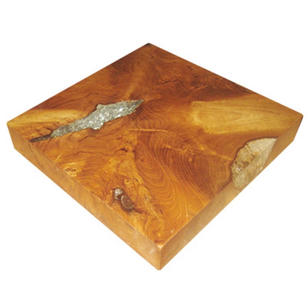 Plataforma de mesa Benzara 28x28x5 cm de resina de teca quadrada