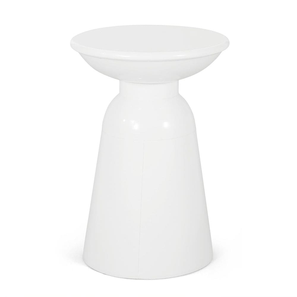 Mesa Benzara Suma 38 cm redonda ao ar livre em ferro branco