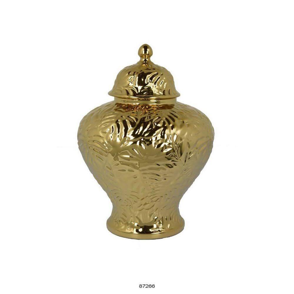 Frasco Benzara BM312568 46 cm Accent Temple Ceramic Gold