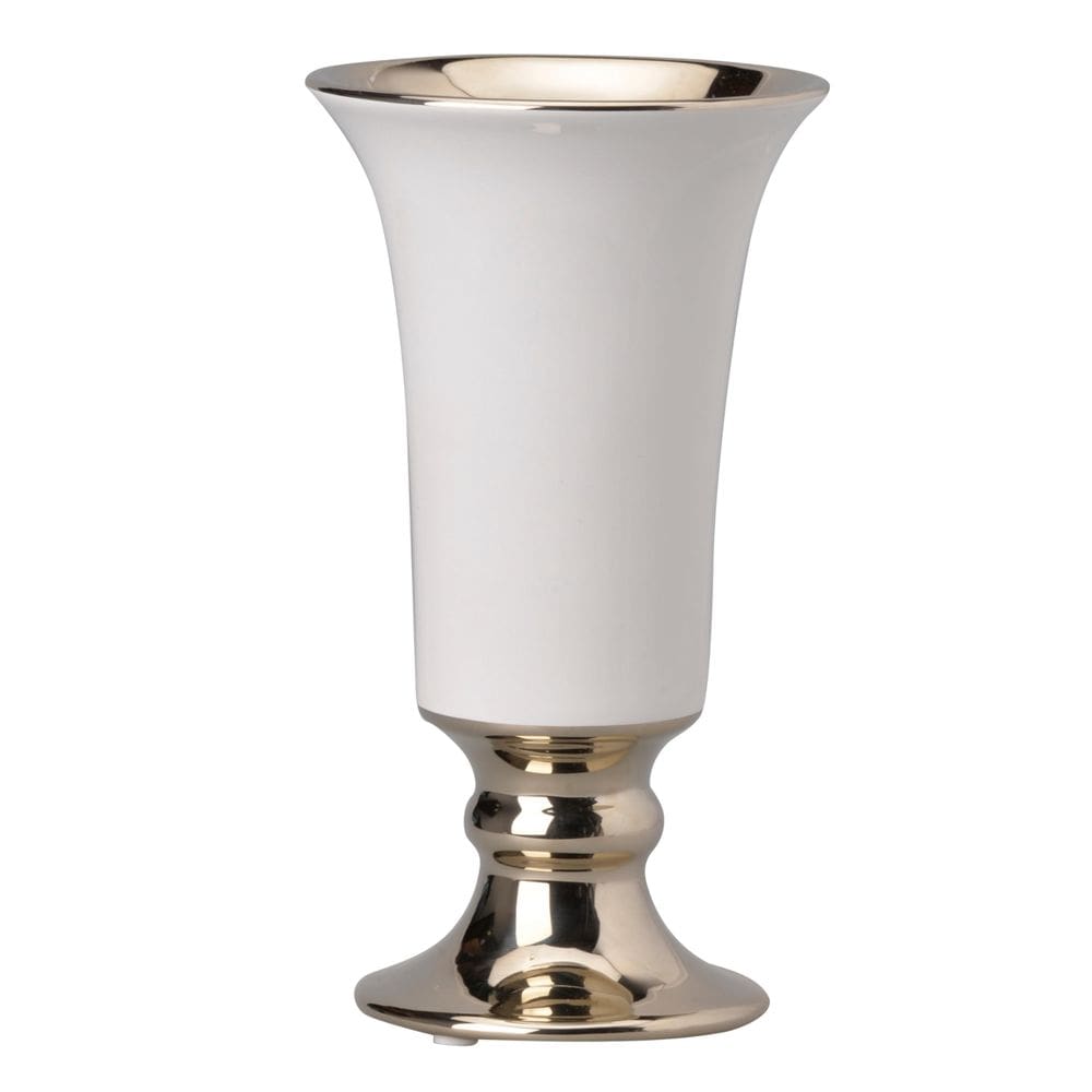 Vaso Benzara Cerâmica Ouro Branco 11x11x20 cm
